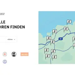 Karte mit Markierungen für Feuerwehren, die verschiedene Aufgaben erfüllen. Suche nach Feuerwehren in deiner Nähe.