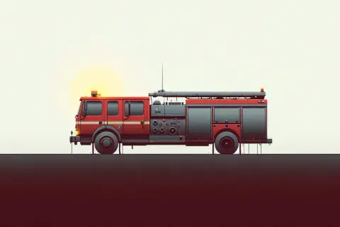 Rotes Feuerwehrauto mit Blaulicht und detaillierter feuerwehrauto ausstattung, bereit für den Einsatz.