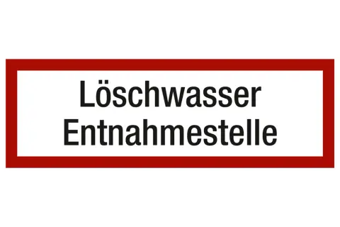 Schild mit der brandschott kennzeichnung "Löschwasser Entnahmestelle".