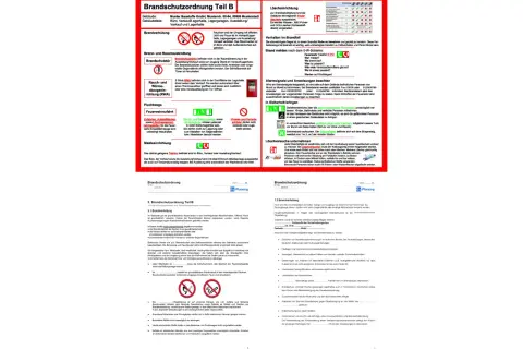 Brandschutzordnung Teil B: Verhaltensregeln im Brandfall, Löscheinrichtungen, Fluchtwege und Brandverhütung.