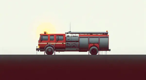 Rotes Feuerwehrauto mit Blaulicht und detaillierter feuerwehrauto ausstattung, bereit für den Einsatz.