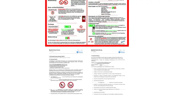 Brandschutzordnung Teil B: Verhaltensregeln im Brandfall, Löscheinrichtungen, Fluchtwege und Brandverhütung.