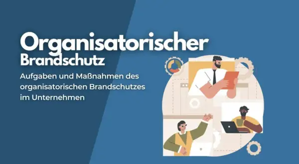 Grafik zur brandschutz ausbildung: Männer besprechen organisatorische Maßnahmen.