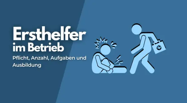 Erste-Hilfe-Unterweisung im Betrieb: Ein Ersthelfer eilt mit einer Tasche zu einer verletzten Person.