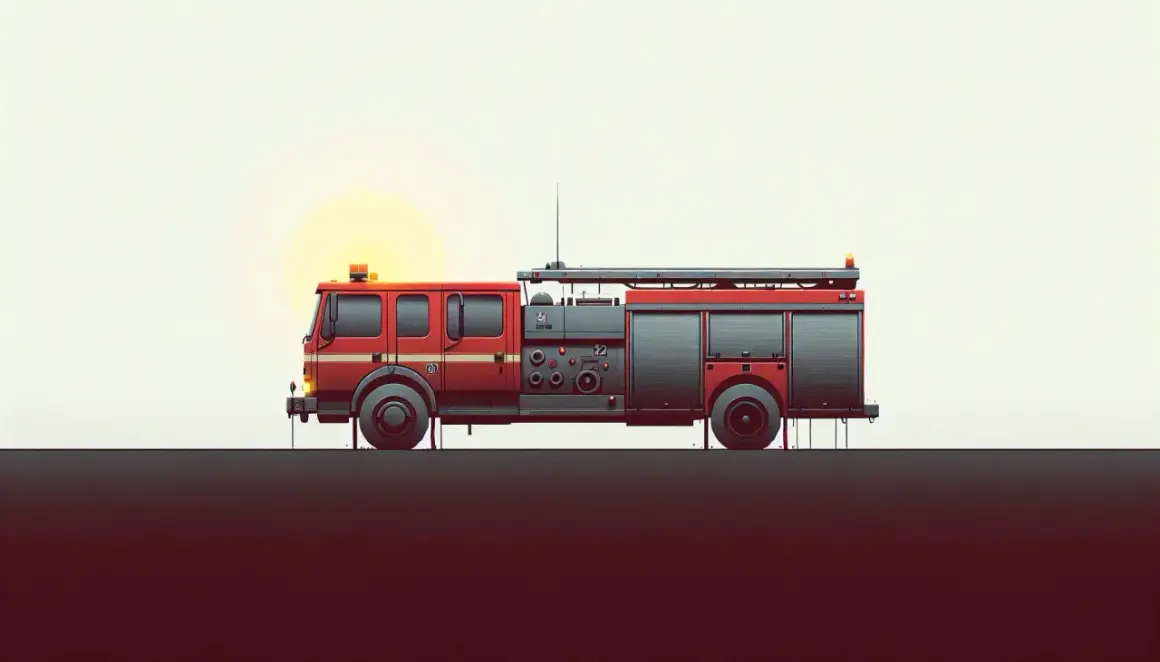 Rotes Feuerwehrauto mit Blaulicht und detaillierter feuerwehrauto ausstattung, bereit für den Einsatz.